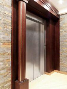 Wood veneer in elevator