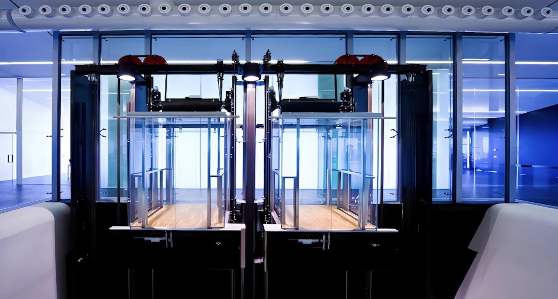 Premium commercial elevator design featuring innovative glass and metal finishes for modern commercial buildings.